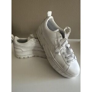 Puma Platform Shoes Womens Sz 9 White Chunky Low Top Casual Sneaker 383684-01